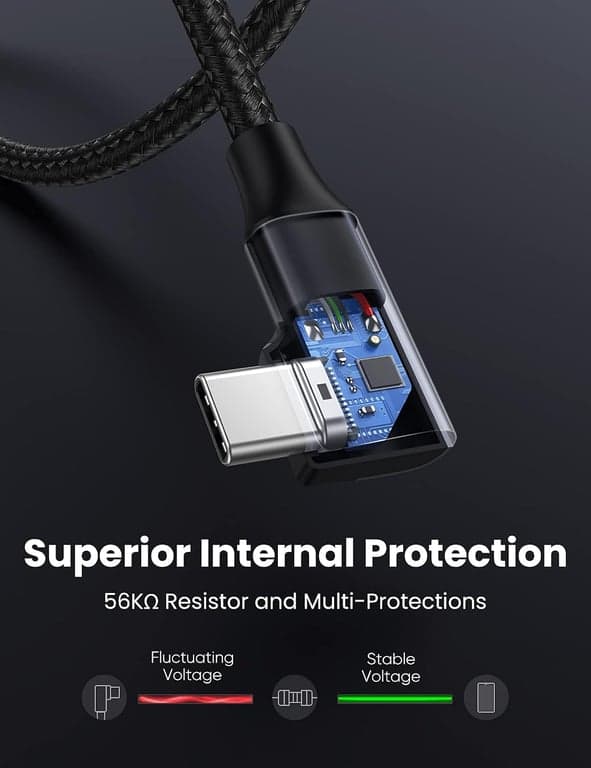 UGREEN Cable USB a C 3.0 Carga Rápida, A a C de 5Gbps en Ángulo Recto, Tipo C Trenzado de Nylon Compatible con iPhone 15/15 Plus/15 Pro, Galaxy S24/S23/S10/S10+, Pixel 8/7, 3.3FT - imagen 6