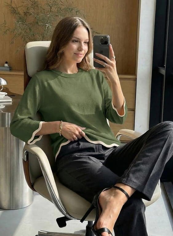 Suéteres Dokotoo para mujer, manga 3/4, cuello redondo, tops casuales de lana 2026 | Suéter de punto para verano y otoño, suéteres de bloques de color, blusas suaves de moda ligera, camisas básicas para viajes, atuendos diarios de calle - imagen 4