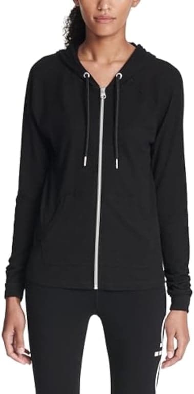 Sudadera con capucha y cremallera de manga larga fruncida Calvin Klein Premium Performance para mujer (estándar y talla grande) - imagen 2