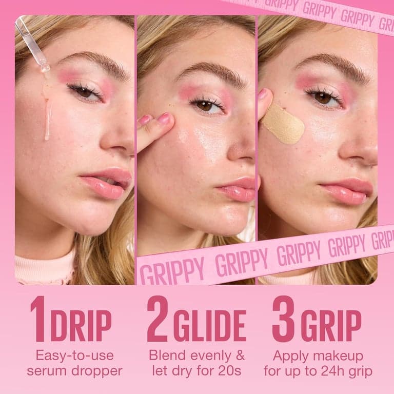 Maybelline Grippy Serum Primer, prebase de maquillaje hidratante con 2% de niacinamida para hasta 24 horas de duración del maquillaje, transparente, 1 unidad - imagen 3