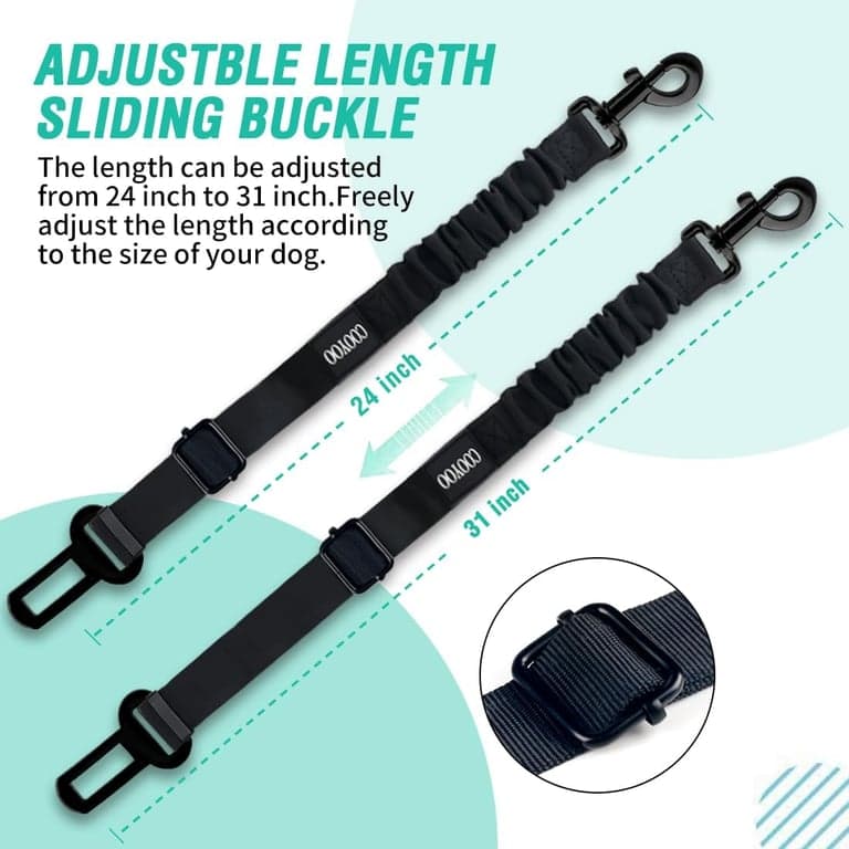 COOYOO Cinturón de seguridad para perros, juego de 3 piezas retráctil, arnés para coche, cinturón de seguridad ajustable para perros para vehículos, cinturones de seguridad de nailon para mascotas, resistentes y elásticos - imagen 4