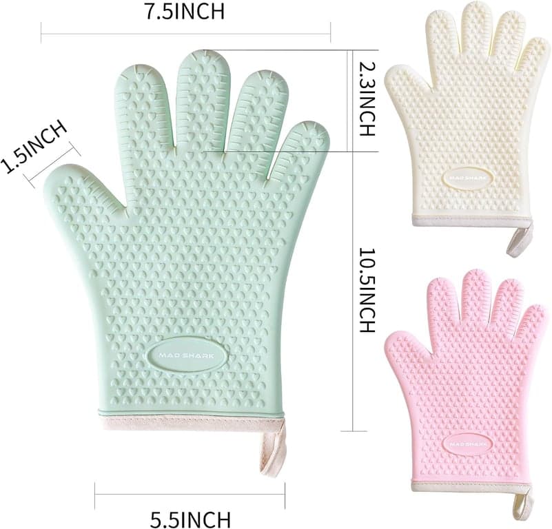 MAD SHARK Accesorio de cocina Guantes de silicona para horno y cuchillo de carnicero ideales para hornear en casa, cocinar y cortar huesos - imagen 5