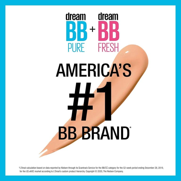 Maybelline Dream Pure Skin Clearing BB Cream, Bálsamo de Belleza Perfeccionador de Piel 8 en 1 con 2% de Ácido Salicílico, Cobertura Traslúcida, Libre de Aceite, Tono Oscuro, 1 Unidad - imagen 2