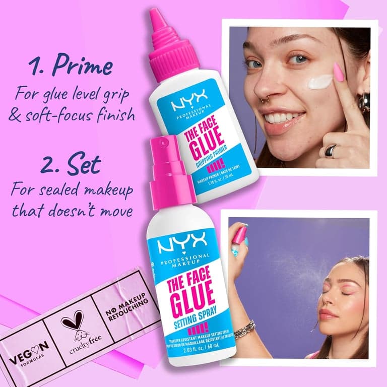 NYX PROFESSIONAL MAKEUP The Face Glue Gripping Primer, Prebase Hidratante para Maquillaje con Hasta 24 Horas de Duración, Vegano y Libre de Crueldad Animal - imagen 5