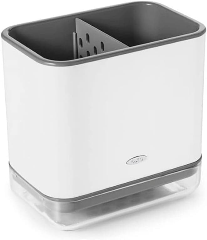 Organizador de fregadero de acero inoxidable OXO Good Grips y soporte para esponjas