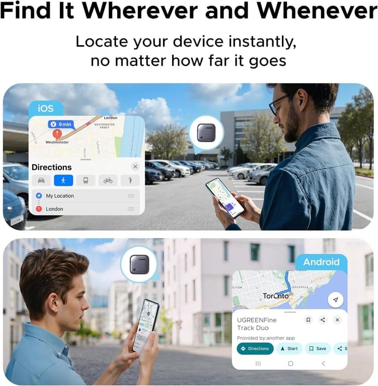 UGREEN Finder Duo Air Tracker Tags 4 Pack (iOS and Android) - imagen 3