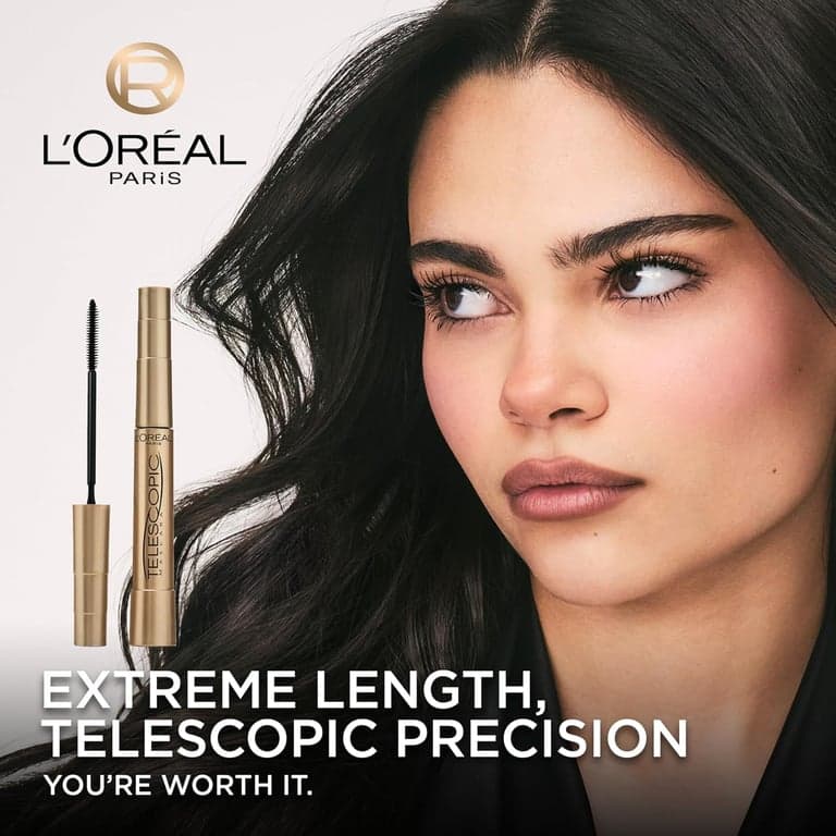 Máscara de Pestañas Telescopic Original de L’Oreal Paris Makeup, Fórmula de Volumen y Longitud para Separar Pestañas, Lavable, Negro Más Negro, 0.27 Fl Oz., 1 Unidad - vista alternativa