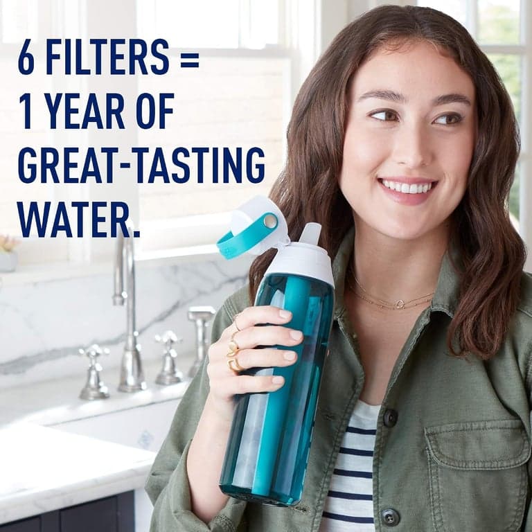 Botella de agua filtrada aislada Brita con popote (32 onzas) y repuestos de filtro de agua (paquete de 6) - imagen 5