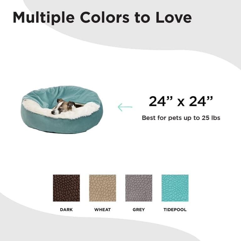 Cama para gato y perro Best Friends by Sheri Cozy Cuddler Ilan con manta adjunta, azul Tide Pool, 24"x24" - imagen 6