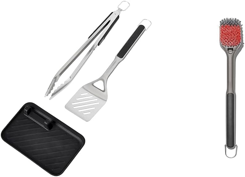 OXO Good Grips Juego de 3 utensilios para asar + cepillo para parrilla Cold Clean
