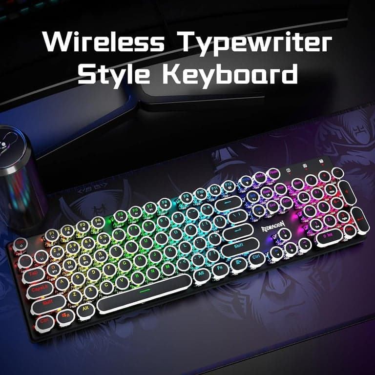 Teclado mecánico inalámbrico para juegos Redragon K710 estilo máquina de escribir, negro - vista alternativa