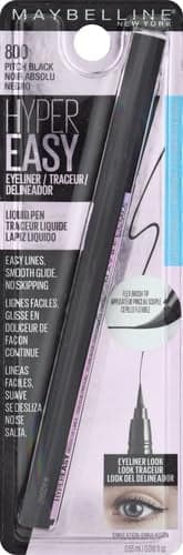 Maybelline Hyper Easy Liquid Pen No-Skip Eyeliner, Acabado Satinado, Fórmula Resistente al Agua, Pitch Black, 0.018 Fl Oz - vista alternativa