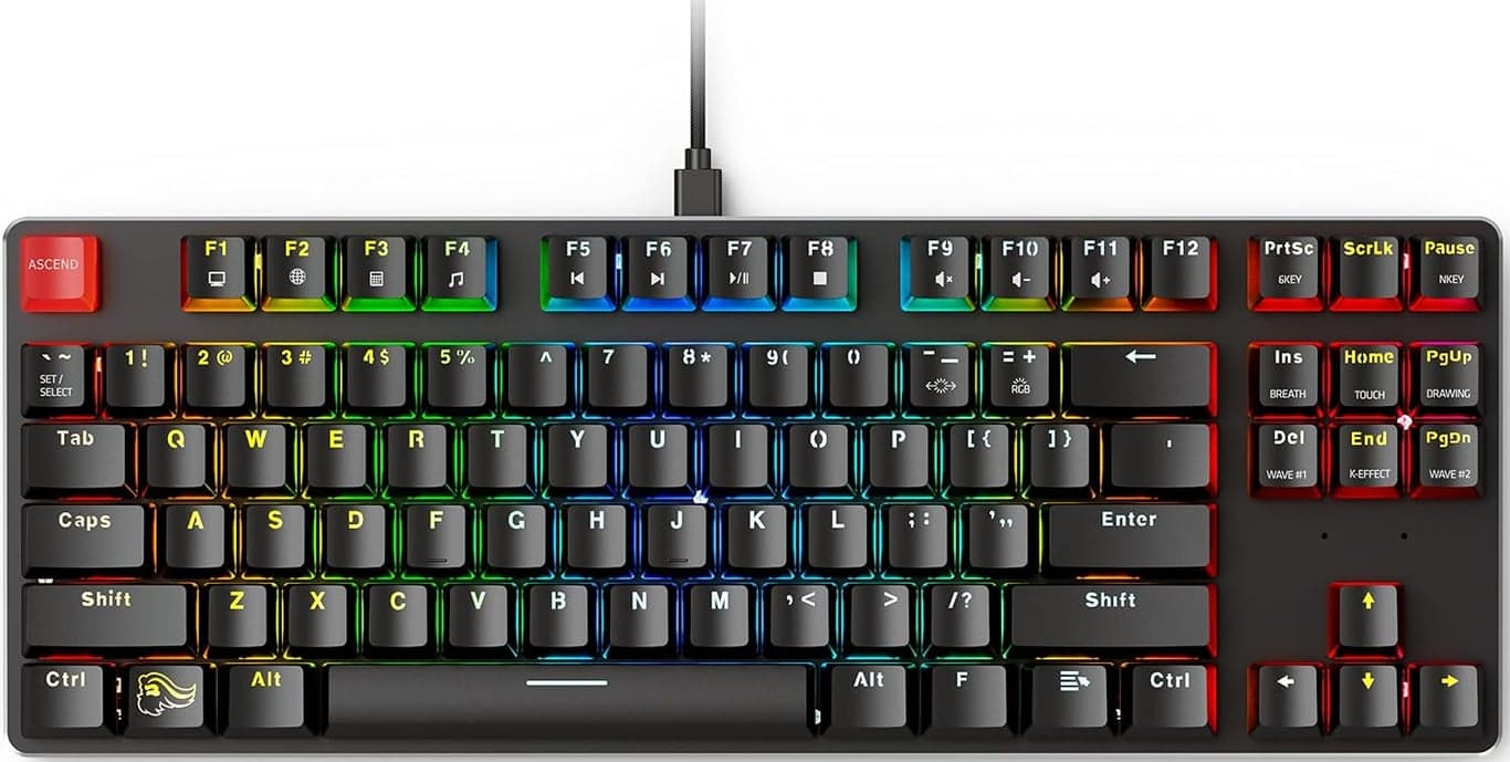 Teclado de juego personalizado GLORIOUS - GMMK 85% TKL - mecánico con cable USB C - Interruptores y teclas RGB intercambiables en caliente - Placa superior de metal negro