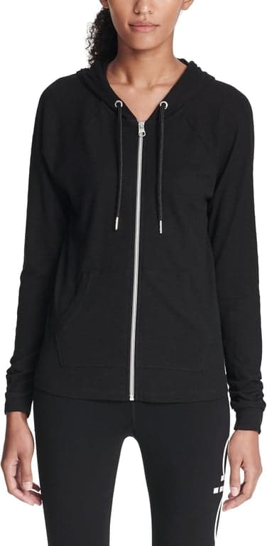 Sudadera con capucha y cremallera de manga larga fruncida Calvin Klein Premium Performance para mujer (estándar y talla grande)