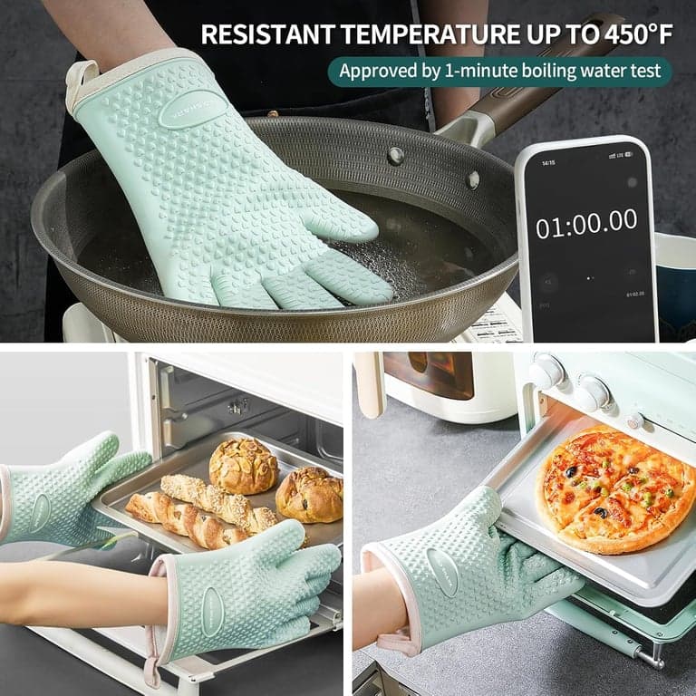 MAD SHARK Accesorio de cocina Guantes de silicona para horno y cuchillo de carnicero ideales para hornear en casa, cocinar y cortar huesos - imagen 3