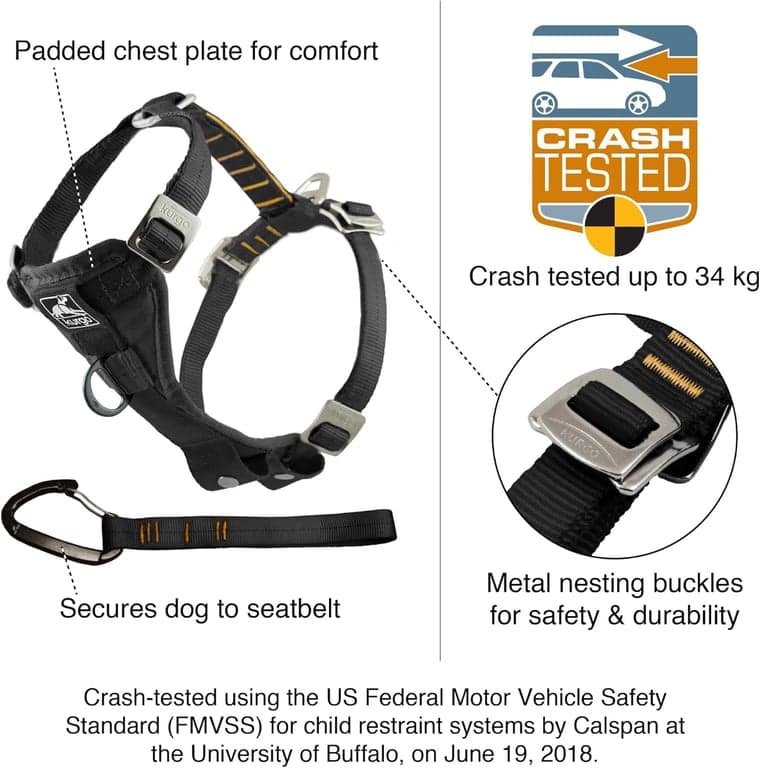 Kurgo Enhanced Strength Tru-Fit Smart Harness, Negro, Mediano - imagen 2