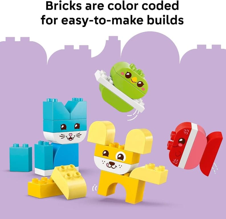 LEGO DUPLO Mis Primeros 3 en 1 Mascotas Creativas Adorables Juguete de Construcción para Niños Pequeños - Set de Juego de Simulación para y Niñas, Edades 1.5+ - de Aprendizaje y Educación para Preescolares - Idea de Regalo para Cumpleaños - 10477 - imagen 4