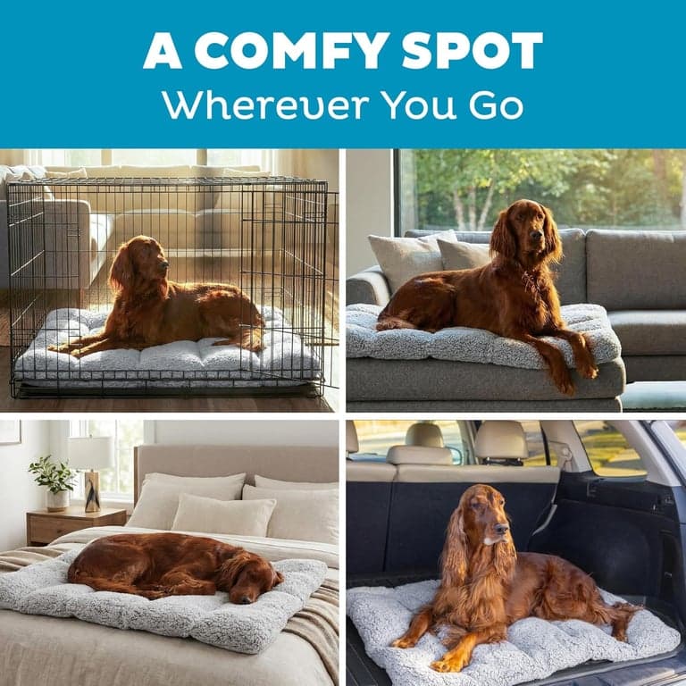 Outward Hound On-The-Go Travel Dog Bed, Alfombra Portátil Enrollable con Hebilla, Exterior de Ripstop Duradero y Interior de Forro Polar Suave, Parte Inferior Resistente al Agua, Interior/Exterior, Gris, 36” x 27” - imagen 3