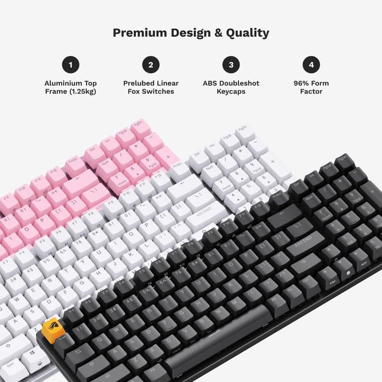 Teclado mecánico para juegos GLORIOUS GMMK 2 - Switches lineales Hotswap estilo Cherry Mx - con cable de tamaño completo - Teclas de doble inyección, RGB - Accesorios para PC - 96%, Negro - imagen 3
