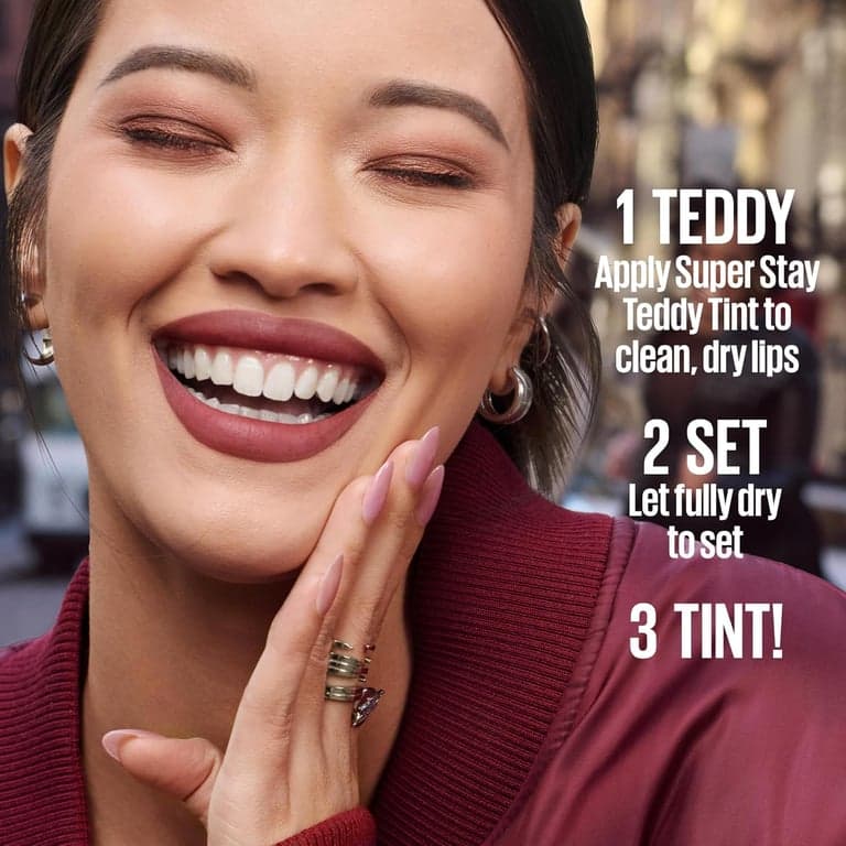 MAYBELLINE Super Stay Teddy Lip Tint, lápiz labial mate de larga duración para hasta 12 horas de uso, Pinky Promise, 1 unidad - imagen 6