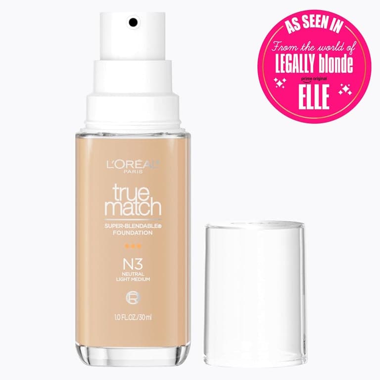 L'Oreal Paris True Match Super-Blendable Foundation, Maquillaje Líquido de Cobertura Media, N3, Claro Medio, 1 Fl Oz - vista alternativa