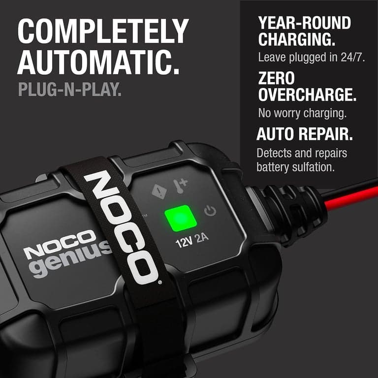 NOCO GENIUS2D: Cargador de batería inteligente a bordo de 2A 12V - Mantenedor automático de montaje directo, cargador de goteo y desulfatador con protección contra sobrecarga y compensación de temperatura – para baterías de plomo-ácido | Montaje directo, protección contra sobrecarga, desulfatador, compensación de temperatura, modo forzado, para plomo-ácido (húmedas, gel, AGM, SLA) - imagen 4