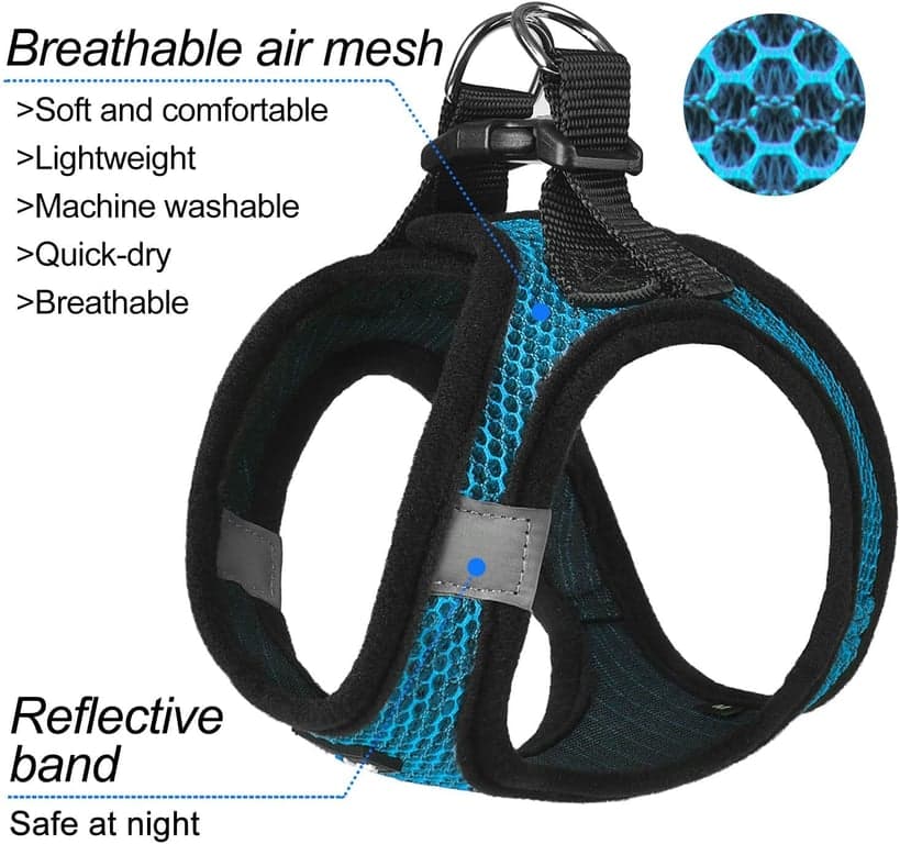 Arnés para perro, tipo chaleco transpirable para cachorros y gatos, mediano, azul - vista alternativa