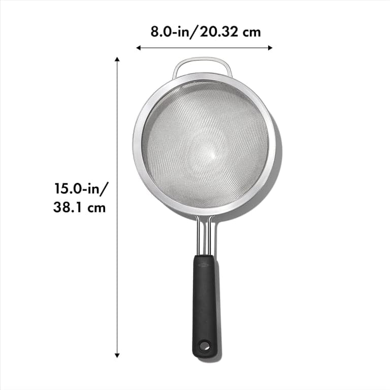 Colador de doble varilla OXO Good Grips de 8 pulgadas, negro y tijeras multiusos para cocina y hierbas - imagen 2