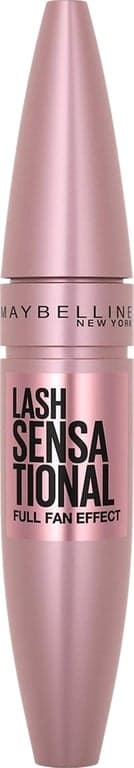 Maybelline Lash Sensational Máscara Lavable, Alargadora y Voluminizadora para un Efecto Abanico Completo, Blackest Black, 1 Unidad