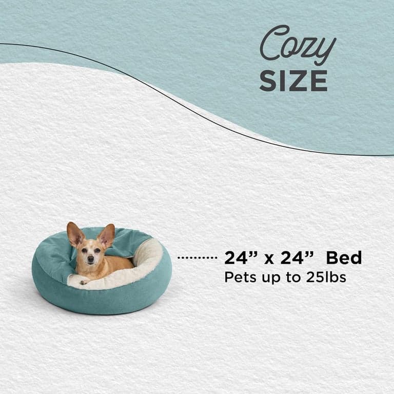 Cama para gato y perro Best Friends by Sheri Cozy Cuddler Ilan con manta adjunta, azul Tide Pool, 24"x24" - imagen 4