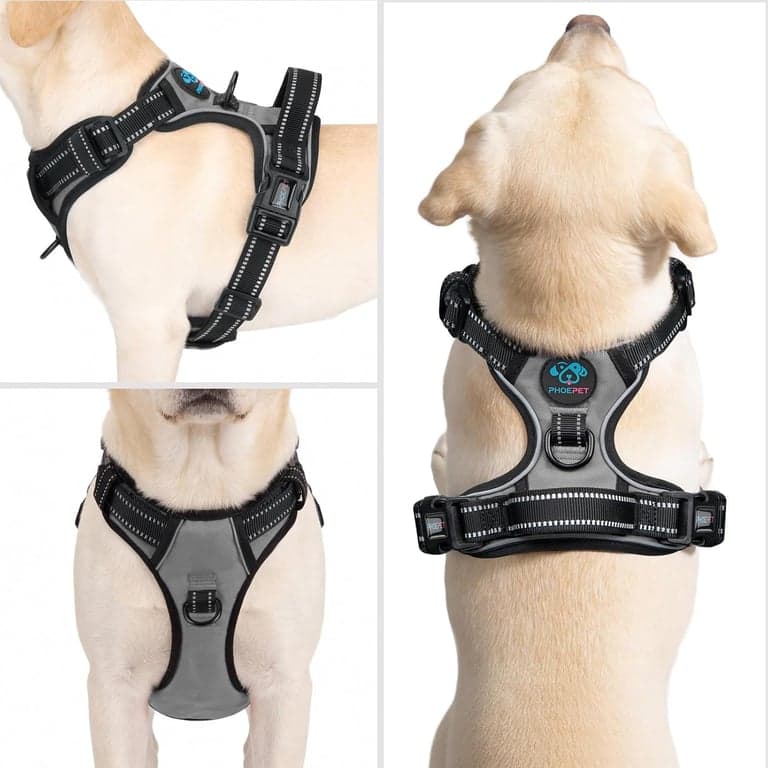 PHOEPET Arnés para Perro sin Tirones Mediano Reflectante con Clip Frontal y Asa - vista alternativa
