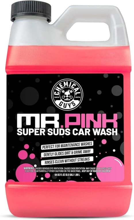 Chemical Guys, Jabón para lavado de autos Mr. Pink, Cañón de espuma y lavado con balde, 64 oz | Levanta la suciedad de la carretera con una fórmula resbaladiza de alto brillo que se enjuaga limpiamente, suave con la cera, el sellador y los recubrimientos cerámicos