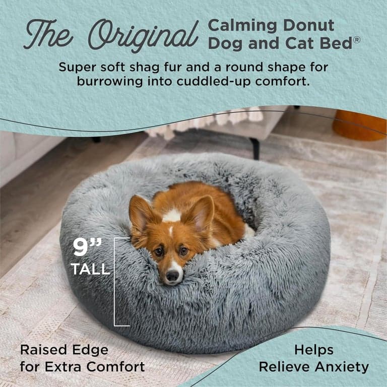 Best Friends by Sheri Original Calming Donut Dog Bed, Taupe, Mediana, 30" - vista alternativa