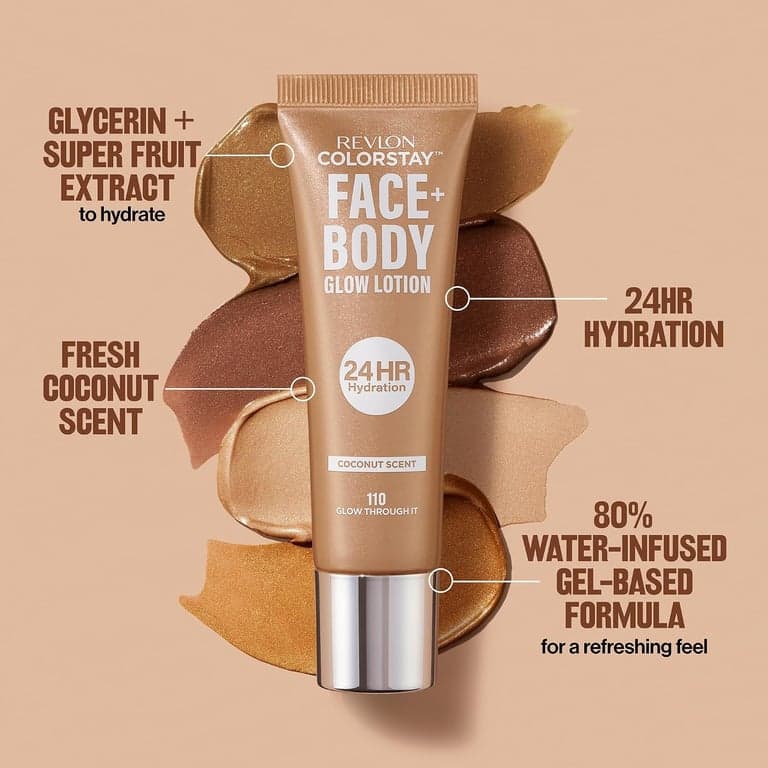 Revlon ColorStay Face + Body Glow Lotion, 120 It's Giving Sun - imagen 5