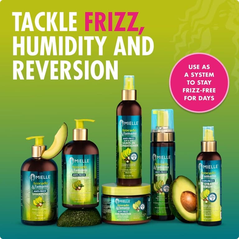 Mielle Organics Acondicionador sin enjuague en spray de aguacate y tamanu para el control del frizz - Desenredante suavizante y tratamiento anti-frizz para estilos secos y dañados - Nutre el cuero cabelludo para hebras suaves y brillantes - 8 oz - imagen 4