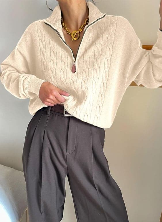 Dokotoo Sweaters de Mujer 2026 Otoño Invierno Cuello Polo de Punto Acanalado con Cremallera de Un Cuarto | Manga Larga, Polo, Suéter de Punto, Tops Suaves Cómodos, Gruesos Cálidos Acogedores, Atuendos Diarios para Salir, Ropa de Moda - imagen 2