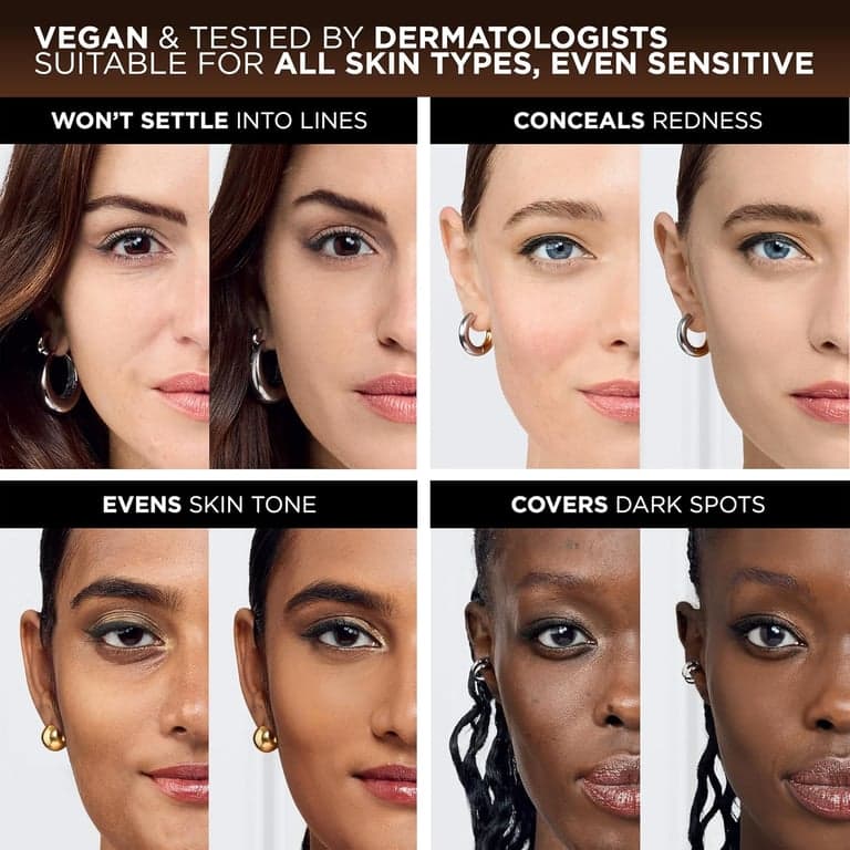 L'Oreal Paris True Match Super-Blendable Foundation, Maquillaje Líquido de Cobertura Media, N3, Claro Medio, 1 Fl Oz - imagen 5