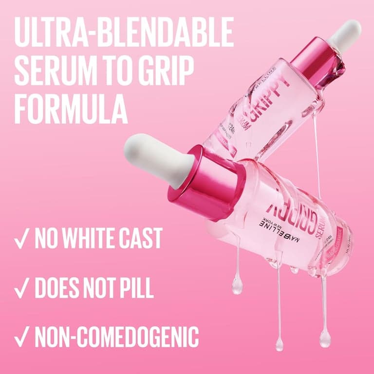 Maybelline Grippy Serum Primer, prebase de maquillaje hidratante con 2% de niacinamida para hasta 24 horas de duración del maquillaje, transparente, 1 unidad - imagen 5