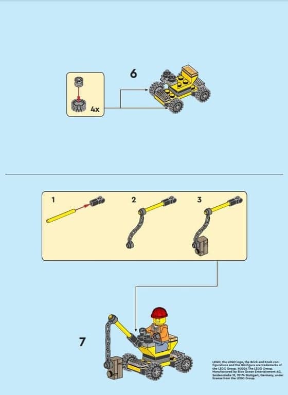 LEGO City: Minifigura de trabajador de construcción con grúa pequeña - imagen 4