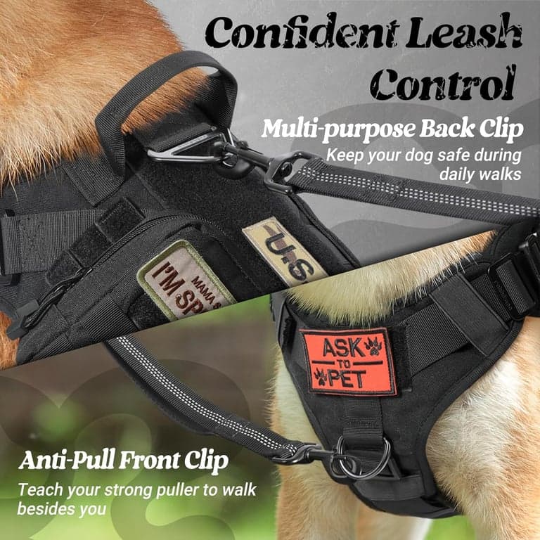 rabbitgoo Arnés táctico para perros grandes, chaleco militar resistente sin tirones - imagen 5
