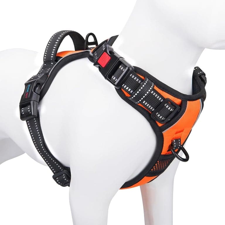 PHOEPET Arnés para Perro sin Tirones Mediano Reflectante con Clip Frontal y Asa