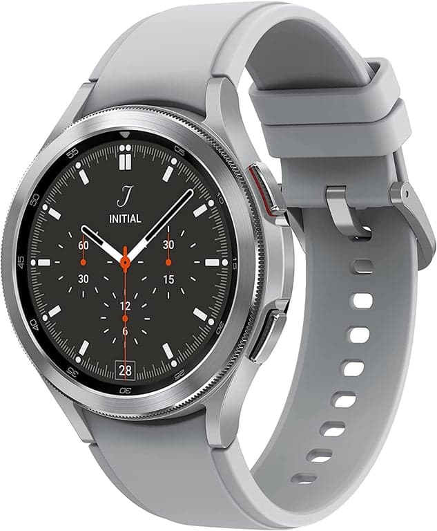 Samsung Electronics Galaxy Watch 4 Classic 46mm Smartwatch con Monitor ECG Rastreador para Salud Fitness Correr Ciclos de Sueño GPS Detección de Caídas Bluetooth Versión de EE. UU., Plateado (Renovado)