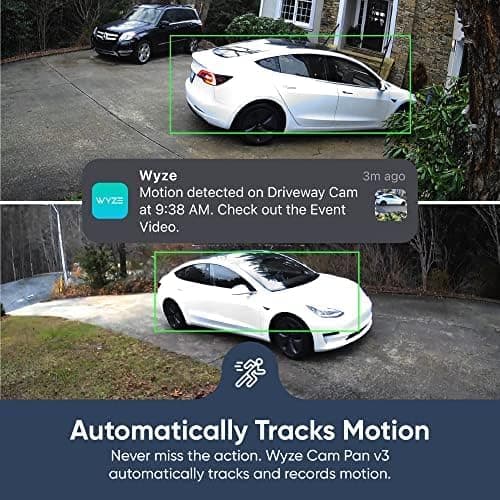 WYZE Cam Pan v3 Cámara de seguridad inteligente Wi-Fi para interiores/exteriores con clasificación IP65 1080p Panorámica/Inclinación/Zoom con visión nocturna a color, audio bidireccional, compatible con Alexa y Google Assistant, Blanca, Paquete de 2 (Renovada) - imagen 2