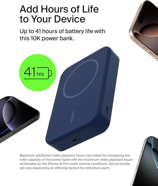Belkin 10000mAh 15W Qi2 MagSafe Power Bank con soporte integrado - imagen 2