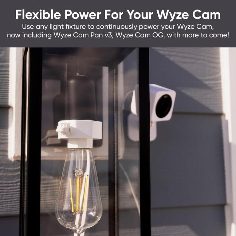 Adaptador de corriente Wyze Lamp Socket v2 para Cam v3/v3 Pro/ v4/OG/Pan v3/Pan v4 (cámara se vende por separado) - imagen 2