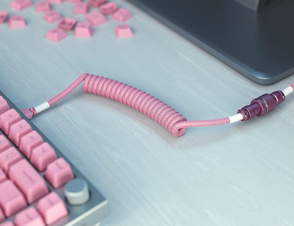 GLORIOUS Coiled Keyboard Cable – USB C en espiral Cables trenzados artesanales para teclado mecánico para juegos en espiral - de teclado personalizado (Forest Green) - imagen 6