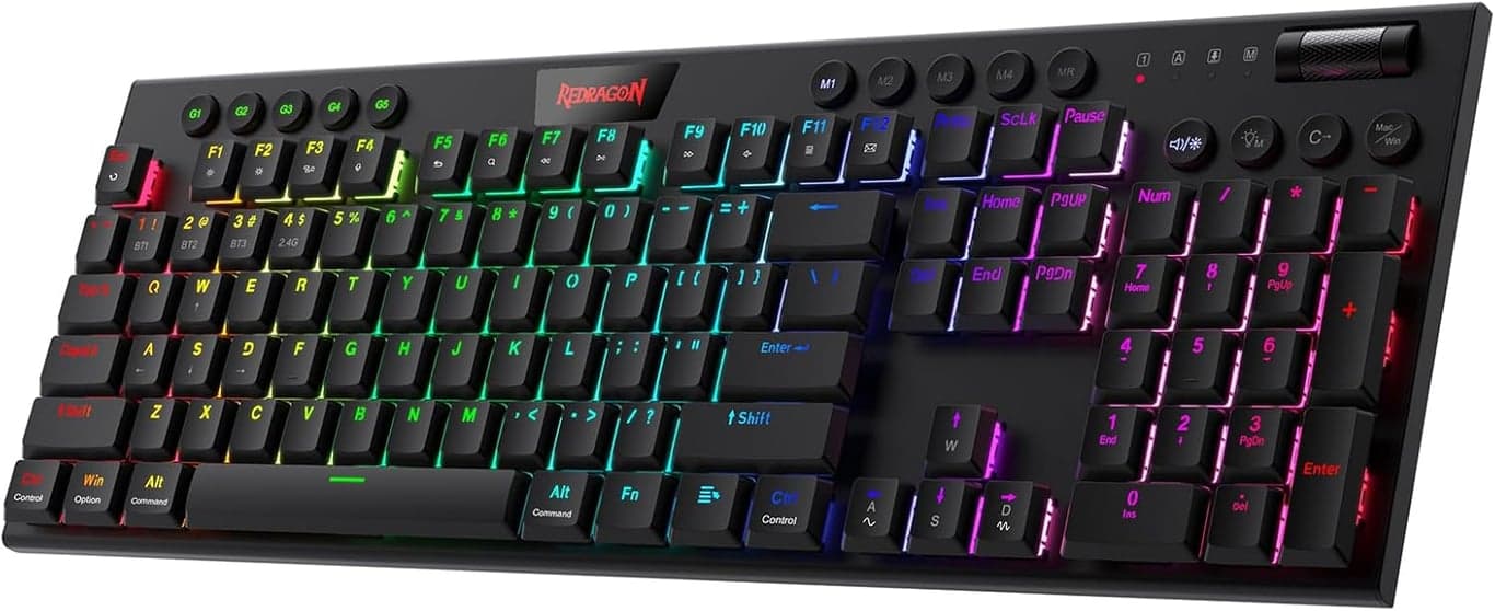 Teclado inalámbrico ultra-delgado para juegos Redragon K618 PRO, Macro y Desplazamiento de Medios