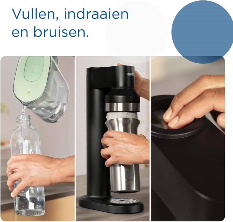BRITA Botella de acero inoxidable negra para carbonatador de agua SodaTRIO [0.65 L] - de acero inoxidable premium aislada y de doble pared con elegante anillo de silicona en la tapa para un manejo antideslizante, pequeña - imagen 4