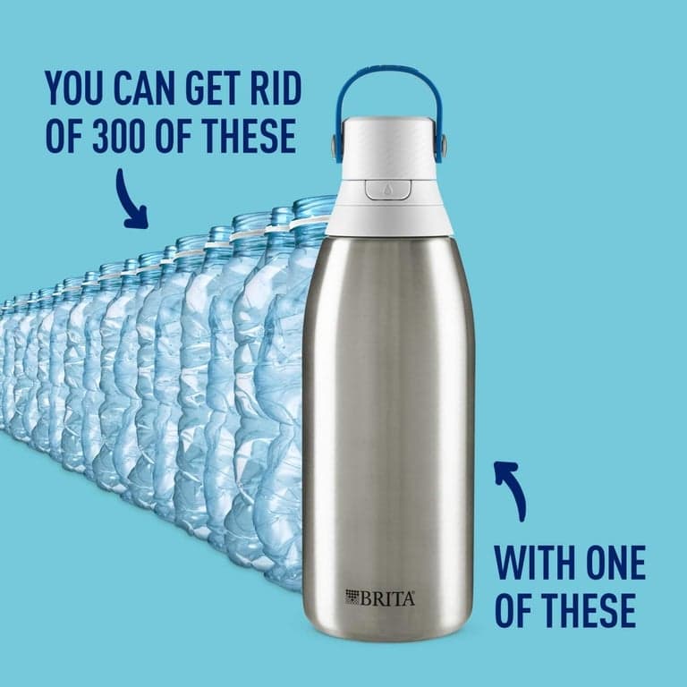 Botella de agua filtrada aislada Brita con popote (32 onzas) y repuestos de filtro de agua (paquete de 6) - imagen 3