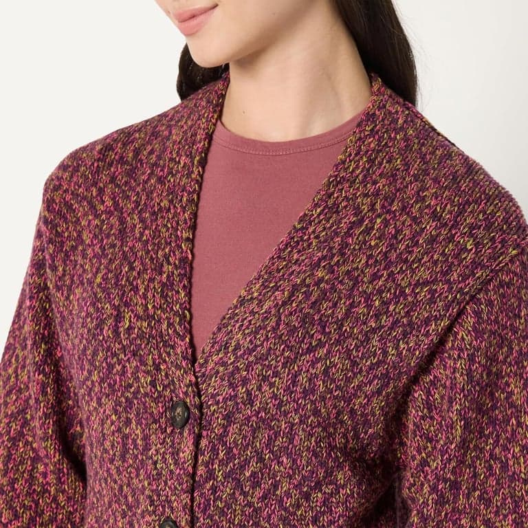 Cárdigan de mezcla de algodón grueso multicolor con botones y cuello en V profundo de corte extragrande para mujer Amazon Essentials - imagen 4